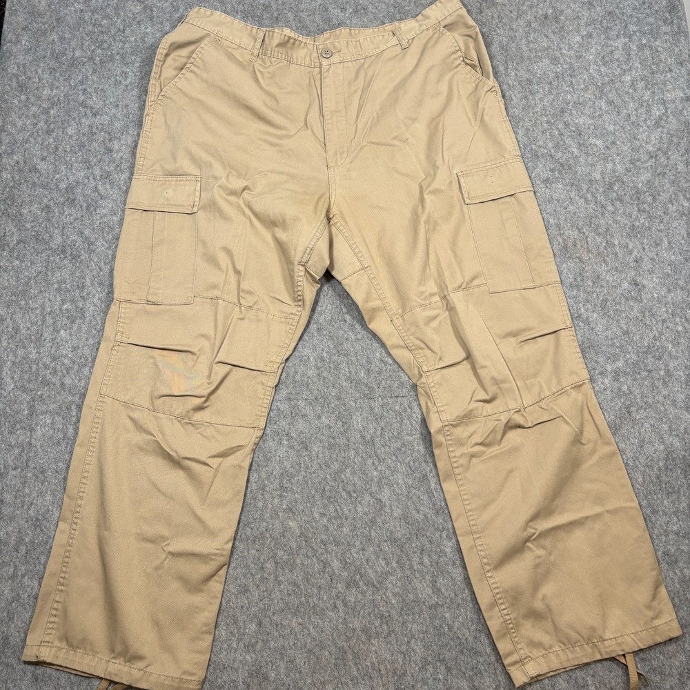 Tactical Military Cargo Pants Men's Size X-Large Tan Trouser Ankle Drawstring
